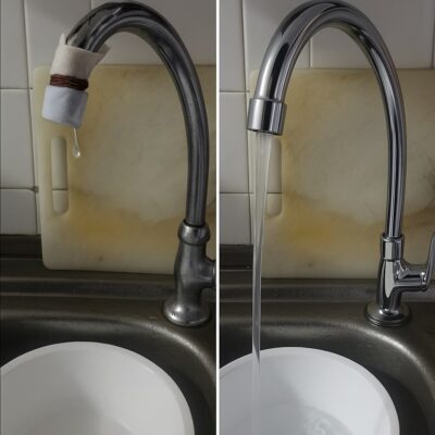 before after kitchen sink tab replacement - plumbing service in yishun